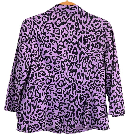 Linea By Louis DellOlio Purple & Black Leopard Print Blazer Jacket M - Picture 4 of 5